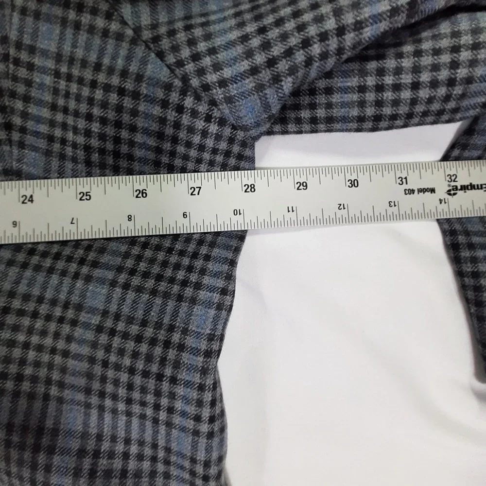 Lauren Ralph Lauren Blazer 52R Silk Wool Plaid Gray Blue‎ Sport Coat Men Big